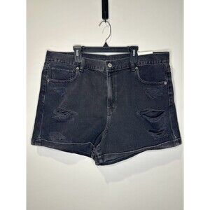 American Eagle Distressed High Rise Cuffed Mom Shorts in Black Size 16 NWT!!!